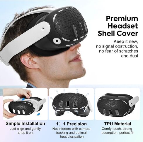 ملحقات MoKo VR لـ Meta Quest 3، تتضمن غطاء TPU Shell، غطاء وجه سيليكون VR، غطاء غطاء مقبض وحدة التحكم باللمس، غطاء العدسة، غطاء عصا التحكم، غطاء العين القابل للتصرف لـ Oculus Quest 3 in Saudi Arabia