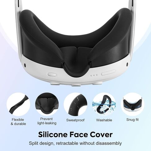 ملحقات MoKo VR لـ Meta Quest 3، تتضمن غطاء TPU Shell، غطاء وجه سيليكون VR، غطاء غطاء مقبض وحدة التحكم باللمس، غطاء العدسة، غطاء عصا التحكم، غطاء العين القابل للتصرف لـ Oculus Quest 3 in Saudi Arabia