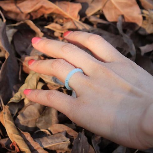 Silicone Wedding Rings for Women, 10pcs Thin Stackable Rubber Ring Set 3mm Width Simple Stepped Silicone Ring Bands for Couples Size 5-10 in Saudi Arabia