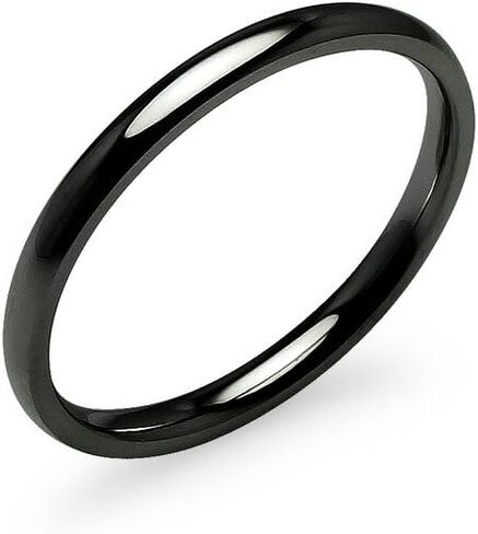 SILVERLINE JEWELRY High Polished 2mm Stainless Steel Comfort Fit Wedding Band Ring Full & Half Sizes 5-14 | Silver Yellow Rose Blue Black MultiColor Tones in Saudi Arabia