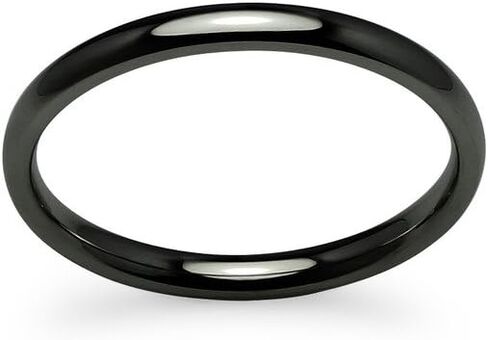 SILVERLINE JEWELRY High Polished 2mm Stainless Steel Comfort Fit Wedding Band Ring Full & Half Sizes 5-14 | Silver Yellow Rose Blue Black MultiColor Tones in Saudi Arabia