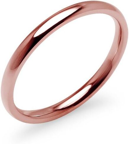 SILVERLINE JEWELRY High Polished 2mm Stainless Steel Comfort Fit Wedding Band Ring Full & Half Sizes 5-14 | Silver Yellow Rose Blue Black MultiColor Tones in Saudi Arabia