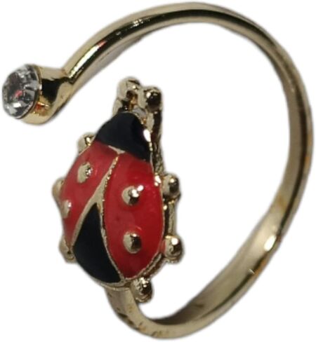 KAUPOLTEK//Adjustable Zircon Stone Brass Ladybug Ring,Rings for Teens Birthday in Saudi Arabia
