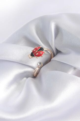 KAUPOLTEK//Adjustable Zircon Stone Brass Ladybug Ring,Rings for Teens Birthday in Saudi Arabia