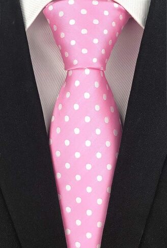 Elfeves Men's Classic Polka Dot Blue Green Jacquard Woven Silk Tie Formal Necktie in Saudi Arabia