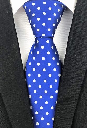 Elfeves Men's Classic Polka Dot Blue Green Jacquard Woven Silk Tie Formal Necktie in Saudi Arabia