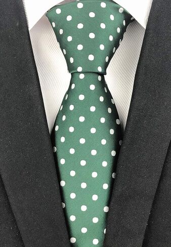 Elfeves Men's Classic Polka Dot Blue Green Jacquard Woven Silk Tie Formal Necktie in Saudi Arabia