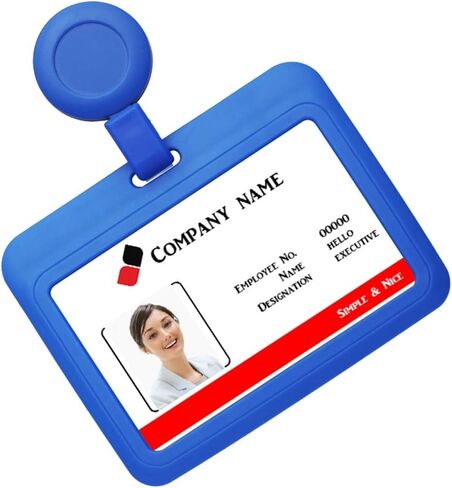 حافظة حامل شارة الهوية أفقية مع مشبك بكرة قابل للسحب شديد التحمل لبطاقة الائتمان ومستلزمات مكتب بطاقة العمل (أسود) in Kuwait