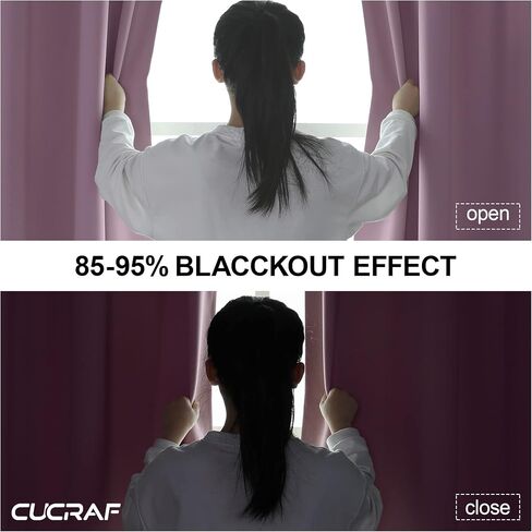 ستائر تعتيم سوداء من CUCRAF بطول 84 بوصة مكونة من لوحتين، ستائر تعتيم لغرفة النوم وغرفة المعيشة، ستارة نافذة عازلة للضوء تحجب الضوء (عرض 52 × طول 84 بوصة) in Kuwait