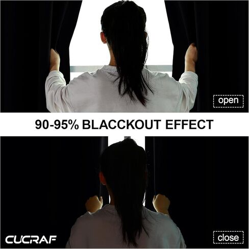 ستائر تعتيم سوداء من CUCRAF بطول 84 بوصة مكونة من لوحتين، ستائر تعتيم لغرفة النوم وغرفة المعيشة، ستارة نافذة عازلة للضوء تحجب الضوء (عرض 52 × طول 84 بوصة) in Saudi Arabia