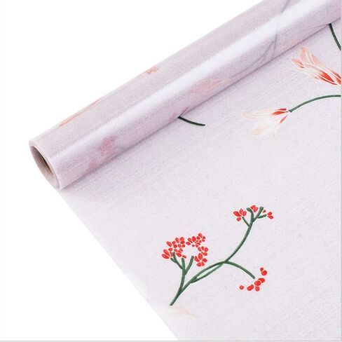 VSUDO 17.7" by 157.5" Privacy Window Film, Lily Flower Pattern Window Tint for Home, Static Cling Window Glass Sticker (19.38 Sq. Ft Total) in Saudi Arabia