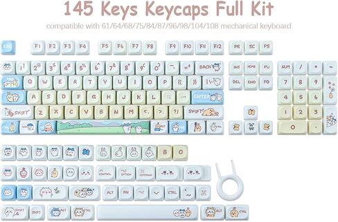 PBT 145 مفاتيح لطيف اليابانية أنيمي كيكابس مجموعة صبغ التسامي MOA الملف الشخصي مخصص كيكابس ل Cherry Gateron MX Swithes لوحات المفاتيح الميكانيكية in Saudi Arabia