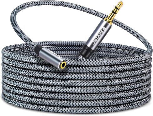 كابل تمديد سماعة الرأس بطول 150 قدم 3.5 مم، مضفر 3.5 مم ذكر إلى أنثى سلك تمديد AUX صوت ستيريو مزدوج الحماية 1/8 كابل متوافق مع سماعات الرأس، Echo Dog، iPhone، الهواتف الذكية 50 متر in Kuwait