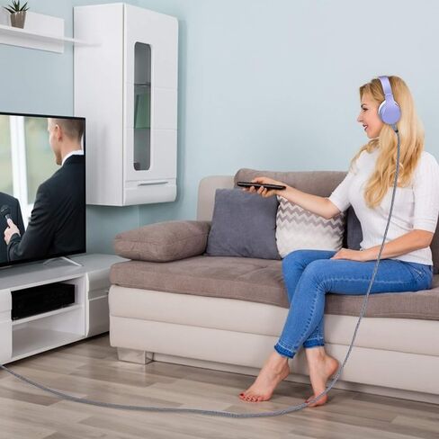 كابل تمديد سماعة الرأس بطول 150 قدم 3.5 مم، مضفر 3.5 مم ذكر إلى أنثى سلك تمديد AUX صوت ستيريو مزدوج الحماية 1/8 كابل متوافق مع سماعات الرأس، Echo Dog، iPhone، الهواتف الذكية 50 متر in Kuwait