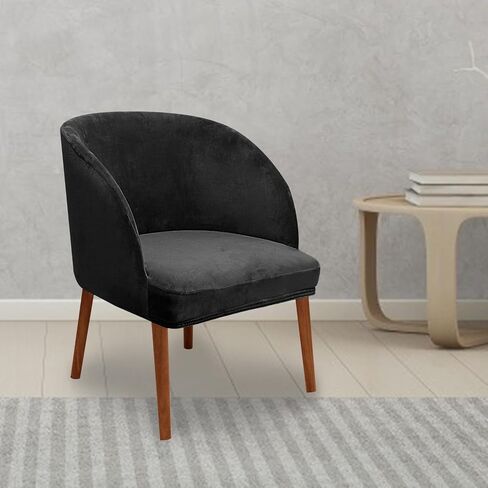 Velvet Dining Room Chair Covers Jacquard Curved Back Mid Century Modern Accent Dining Chair Cover Removable Armchair Cover Protector for Home Decor Banquet (1,Beige) in Saudi Arabia
