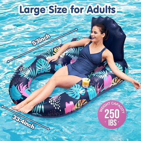 Hatisan Inflatable Pool Floats with Canopy and Cup Holder for Adult Teen Tanning Pool Lounger Floats Sun Tan Tub Raft Lounge Floatie for Swimming Pool Lake Beach Large Pool Float in Saudi Arabia