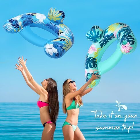 عبوتان من العوامات الكبيرة جدًا القابلة للنفخ مع كرسي يطفو على حمام السباحة مع مظلة قابلة للتعديل وحامل أكواب صالة حمام السباحة العملاقة العائمة للكبار لوازم حمام السباحة والشاطئ الصيفية in Kuwait