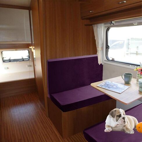 أغطية وسائد مخملية RV Dinette غطاء مقعد قابل للتمدد وغطاء أريكة مع غطاء وسائد المقعد وغطاء مسند الظهر لحماية الأثاث (أرجواني) in Kuwait