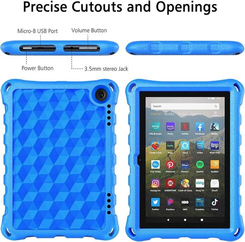 Fire HD 8 Tablet Case,Kindle Fire 8 Case,(12th/10th Generation,2022/2020 Release),DiHines Kid-Proof Case for Amazon Fire HD 8 Plus Tablet, Blue in Saudi Arabia
