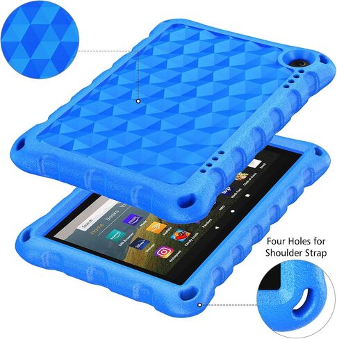 Fire HD 8 Tablet Case,Kindle Fire 8 Case,(12th/10th Generation,2022/2020 Release),DiHines Kid-Proof Case for Amazon Fire HD 8 Plus Tablet, Blue in Saudi Arabia