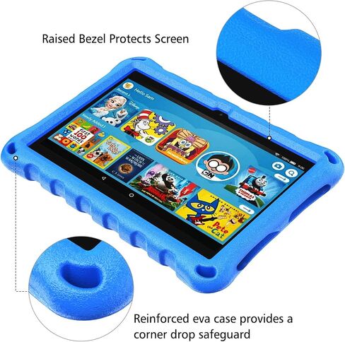 Fire HD 8 Tablet Case,Kindle Fire 8 Case,(12th/10th Generation,2022/2020 Release),DiHines Kid-Proof Case for Amazon Fire HD 8 Plus Tablet, Blue in Saudi Arabia