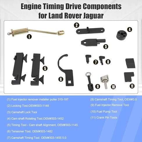 أداة توقيت محرك عمود الحدبات أدوات توقيت محرك البنزين متوافقة مع Land Rover V8 5.0 L V6 3.0L Discovery 4 Jaguar XF XJ 14 قطعة أداة قفل عمود الحدبات مع أداة الحاقن in Kuwait