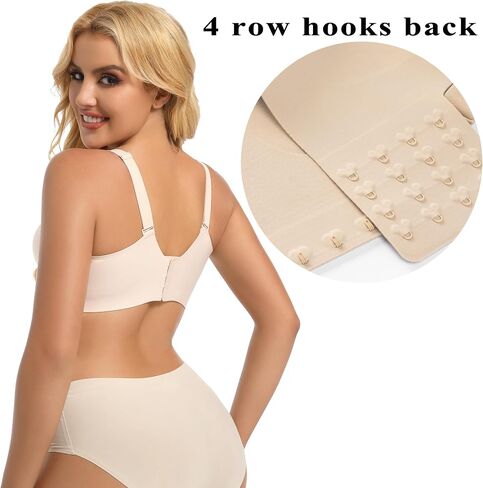 PRETTYWELL Push up Bra T-Shirt Bras for Women Wireless Plunge Bra Supportive Molded Pads Bras Comfort Lift up Deep V Neck in Saudi Arabia
