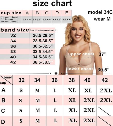 PRETTYWELL Push up Bra T-Shirt Bras for Women Wireless Plunge Bra Supportive Molded Pads Bras Comfort Lift up Deep V Neck in Saudi Arabia