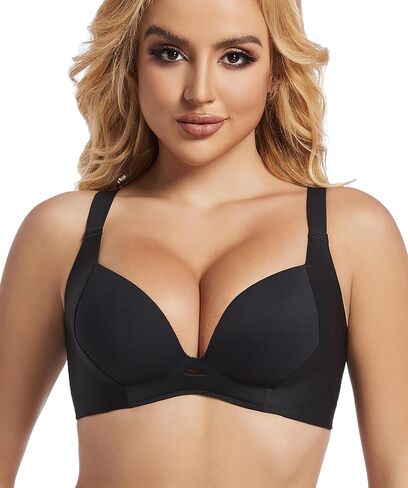 PRETTYWELL حمالة صدر تي شيرت حمالات صدر للنساء حمالة صدر يغرق لاسلكية داعمة مصبوبة حمالات صدر مريحة ترفع رقبة V عميقة in Kuwait