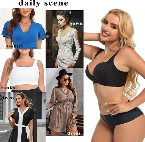 PRETTYWELL حمالة صدر تي شيرت حمالات صدر للنساء حمالة صدر يغرق لاسلكية داعمة مصبوبة حمالات صدر مريحة ترفع رقبة V عميقة in Kuwait