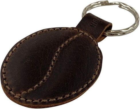 Hide & Drink, Roasted Coffee Bean Keychain Handmade from Full Grain Leather - Bourbon Brown in Saudi Arabia