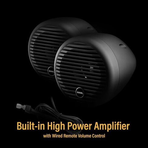 نظام صوت مكبر صوت للدراجات النارية من Sound Storm Laboratories SMC82BB - بلوتوث، مقاوم للطقس، مكبرات صوت 3 بوصة، مدخل Aux، جهاز تحكم عن بعد سلكي، كروم أسود in Kuwait
