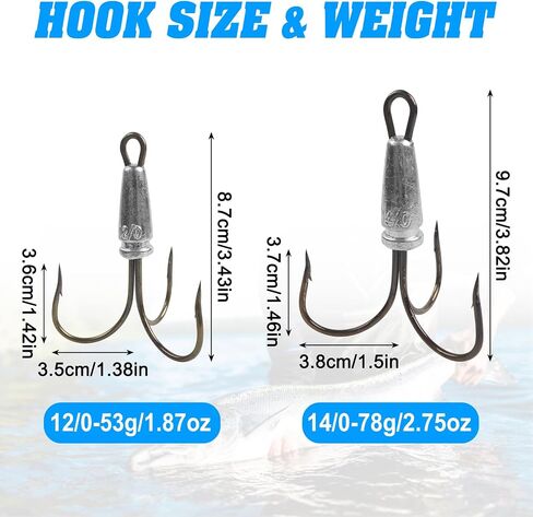Snagging Hooks Weighted Treble Hooks, 6pcs Bunker Snag Fishing Hooks in Saudi Arabia