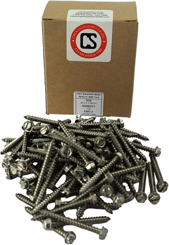 #12 X 1 1/2 Stainless Steel Hex Washer Head w/Slot Sheetmetal Screw (3/4" to 2" in Listing) 100 pcs Sheet Metal Screws (#12x1 1/2 inch) in Saudi Arabia