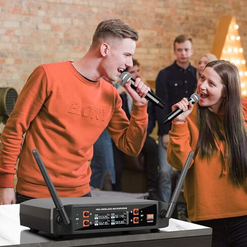 نظام ميكروفون لاسلكي BX4 UHF Pro مع 4 أجهزة محمولة، نطاق 165 قدم، لأداء المسرح، خطاب المؤتمر، الكاريوكي العائلي، مشهد الزفاف in Kuwait