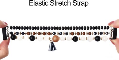 MOFREE Bracelet Compatible with Fitbit Versa 3/Versa 4 Bands/Fitbit Sense/Sense 2 Bands for Women, Handmade Fashion Elastic Beadeds Strap Replacement for Fitbit Versa 4/Versa 3/Sense 2/Sense Black in Saudi Arabia