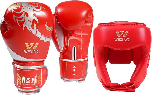 WESING Martial Arts Headgear Gloves Set Boxing Headgear 10oz Boxing Gloves for Men Women Kickboxing Sparring Training in Saudi Arabia