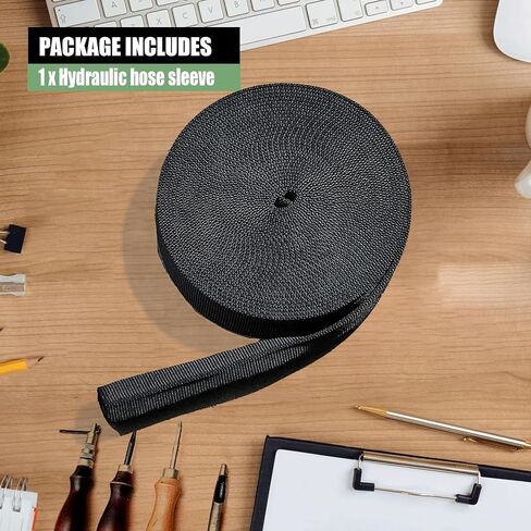 25FT Nylon Protective Sleeve Sheath Cable Cover Welding Tig Torch Hydraulic Hose Cover, Nylon Abrasion Resistant Flame Retardant Cable Cover for Chain, Wiring Harness Protection, 0.5" ID, Black in Kuwait