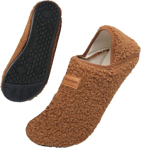 شباشب منزل للنساء والرجال مع نعل مطاطي، شباشب غرفة نوم خفيفة الوزن، أحذية منزلية ناعمة، فرو صناعي، جوارب دافئة غير قابلة للانزلاق، شباشب يوغا داخلية وخارجية، مقاس 36/37 بني in Kuwait