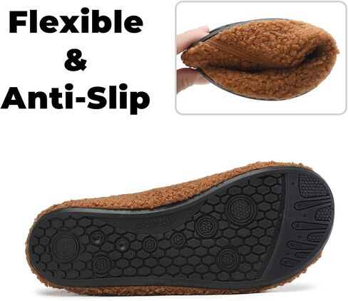 شباشب منزل للنساء والرجال مع نعل مطاطي، شباشب غرفة نوم خفيفة الوزن، أحذية منزلية ناعمة، فرو صناعي، جوارب دافئة غير قابلة للانزلاق، شباشب يوغا داخلية وخارجية، مقاس 36/37 بني in Kuwait
