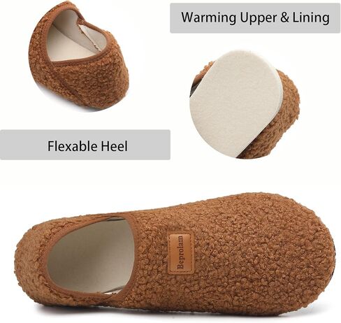 شباشب منزل للنساء والرجال مع نعل مطاطي، شباشب غرفة نوم خفيفة الوزن، أحذية منزلية ناعمة، فرو صناعي، جوارب دافئة غير قابلة للانزلاق، شباشب يوغا داخلية وخارجية، مقاس 36/37 بني in Kuwait