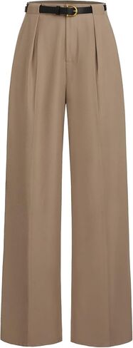 CIDER Mid Waist Solid Pocket Straight Leg Trousers with Belt in Saudi Arabia