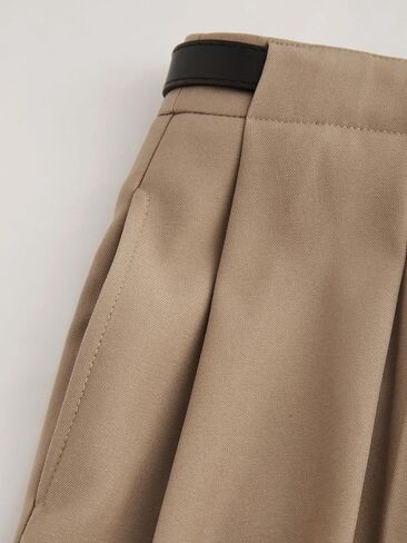 CIDER Mid Waist Solid Pocket Straight Leg Trousers with Belt in Saudi Arabia