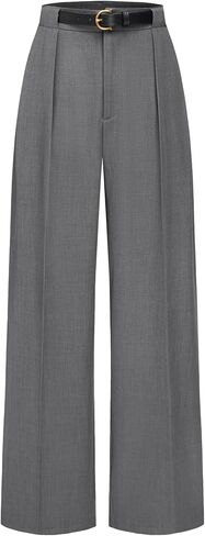 CIDER Mid Waist Solid Pocket Straight Leg Trousers with Belt in Saudi Arabia