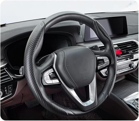 Car Carbon Fiber Steering Wheel Cover for BMW X5 X3 X7 3 5 Series 328i 528i 535i 530i 540i 330i X1 X2 X4 X6 1 2 4 6 7 8 M2 M3 M4 M5 Series e90 e60 f30 320i e46 i3 F30 F35 335i Accessories Black in Saudi Arabia
