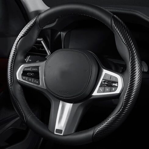 Car Carbon Fiber Steering Wheel Cover for BMW X5 X3 X7 3 5 Series 328i 528i 535i 530i 540i 330i X1 X2 X4 X6 1 2 4 6 7 8 M2 M3 M4 M5 Series e90 e60 f30 320i e46 i3 F30 F35 335i Accessories Black in Saudi Arabia
