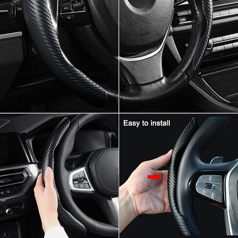 Car Carbon Fiber Steering Wheel Cover for BMW X5 X3 X7 3 5 Series 328i 528i 535i 530i 540i 330i X1 X2 X4 X6 1 2 4 6 7 8 M2 M3 M4 M5 Series e90 e60 f30 320i e46 i3 F30 F35 335i Accessories Black in Saudi Arabia