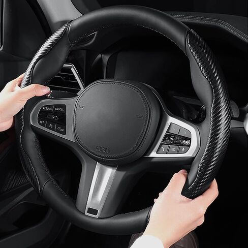 Car Carbon Fiber Steering Wheel Cover for BMW X5 X3 X7 3 5 Series 328i 528i 535i 530i 540i 330i X1 X2 X4 X6 1 2 4 6 7 8 M2 M3 M4 M5 Series e90 e60 f30 320i e46 i3 F30 F35 335i Accessories Black in Saudi Arabia