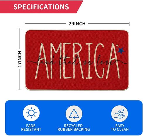 Artoid Mode Stars National 4th of July ممسحة، يوم الذكرى ديكور المنزل التبديل البساط باب حصيرة الكلمة حصيرة للداخلية في الهواء الطلق 17x29 بوصة in Saudi Arabia