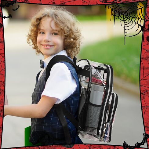 3 Pcs Girls Clear Backpack for Kids Purple Stadium Approved Backpack Transparent Girl Bookbag with Lunch Bag and Pencil Case Set School Bags for Elementary Middle High School(Spider) in Saudi Arabia